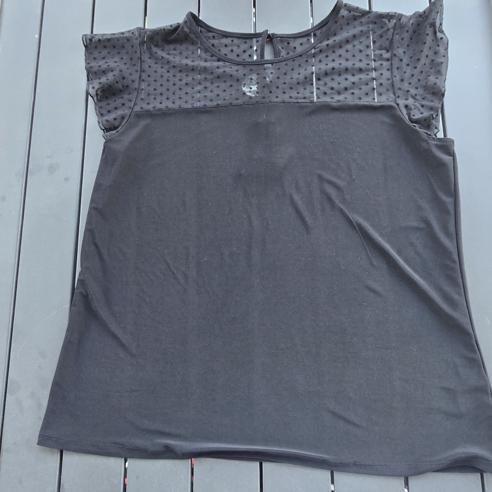 NWT Anne Klein Top With Polka Dot Illusion Neckline Sz 1x